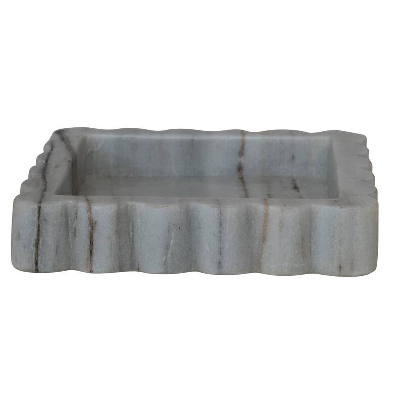 Mélange Scalloped Marble Tray - 8.0"L x 8.0"W x 1.5"H