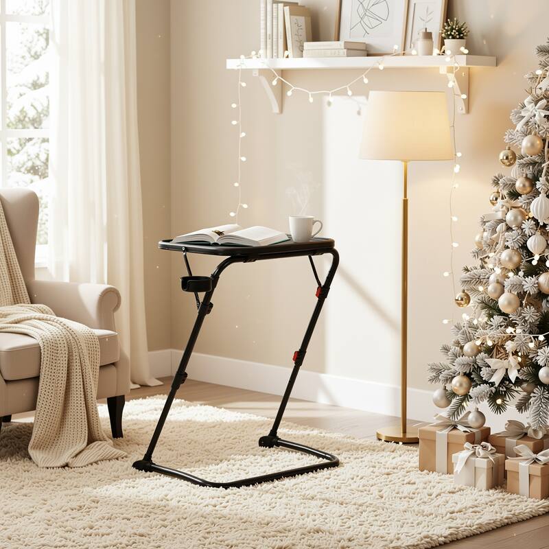 Portable Study Desk with Cup Holder Adjustable Folding for Home, Office,Foldable, Stable, Lightwelght, Storage