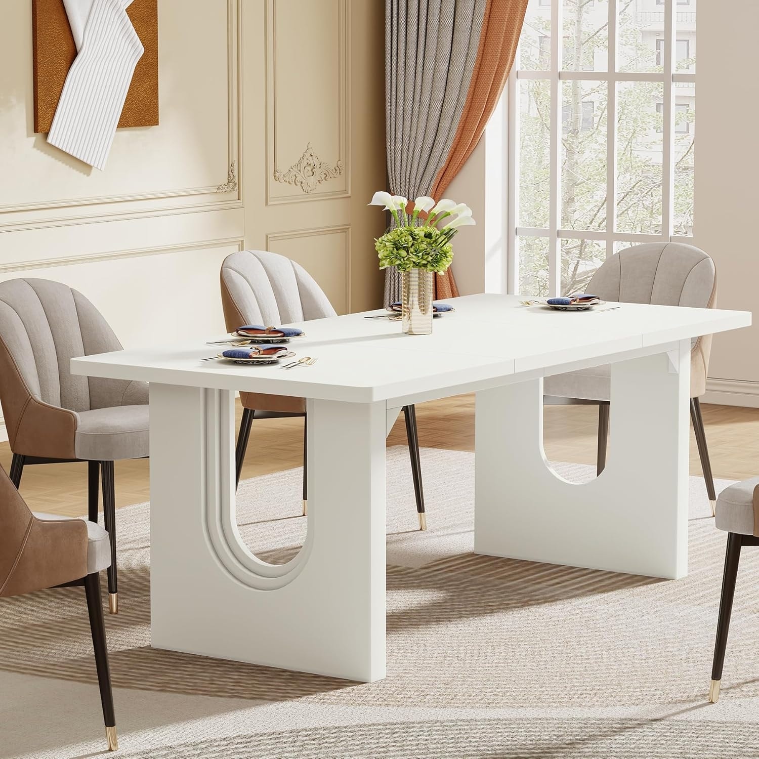 Modern 71" Rectangular Dining Table for 6-8 People