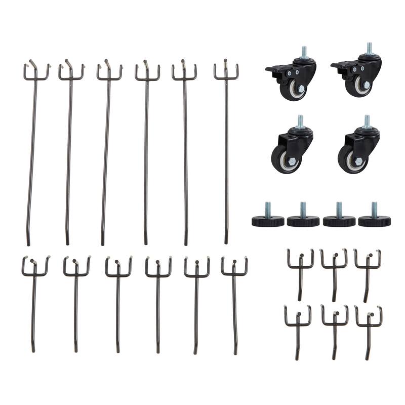 Heavy Duty Wooden Desktop Workbench with Wheels and pegboard