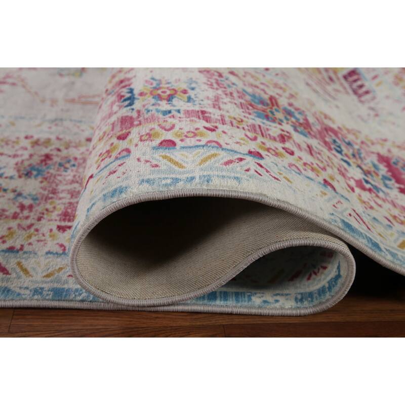Washable Machine-Made Oriental Printed Rug Geometric Modern Carpet