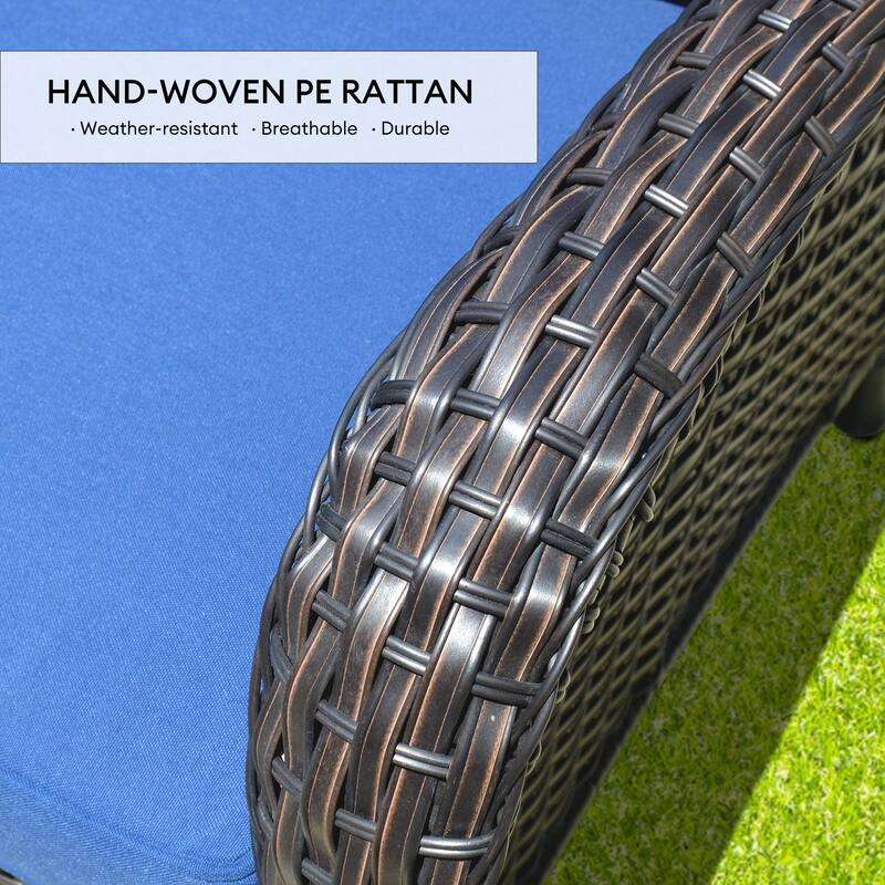 OVIOS 9-piece Patio Wicker Swivel Chair Set With 30" Fire Pit