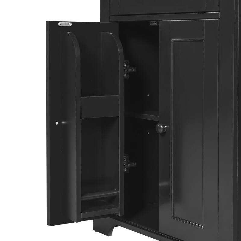67.2"Tall Bathroom Storage Cabinet with Glass Doors, Adjustable Shelves & Drawer -Freestanding Linen Tower, Soft-Close Design