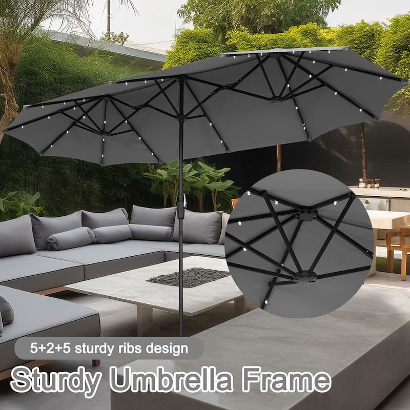 Autlaycil 13ft Extra Large Patio Umbrella with Solar Lights(Without Base)