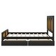 preview thumbnail 13 of 11, Rattan Design Full Wingback Bed Wood Storage Platform Bed with Headboard, 2 Drawers and Footboard, No Box Spring Required, Black