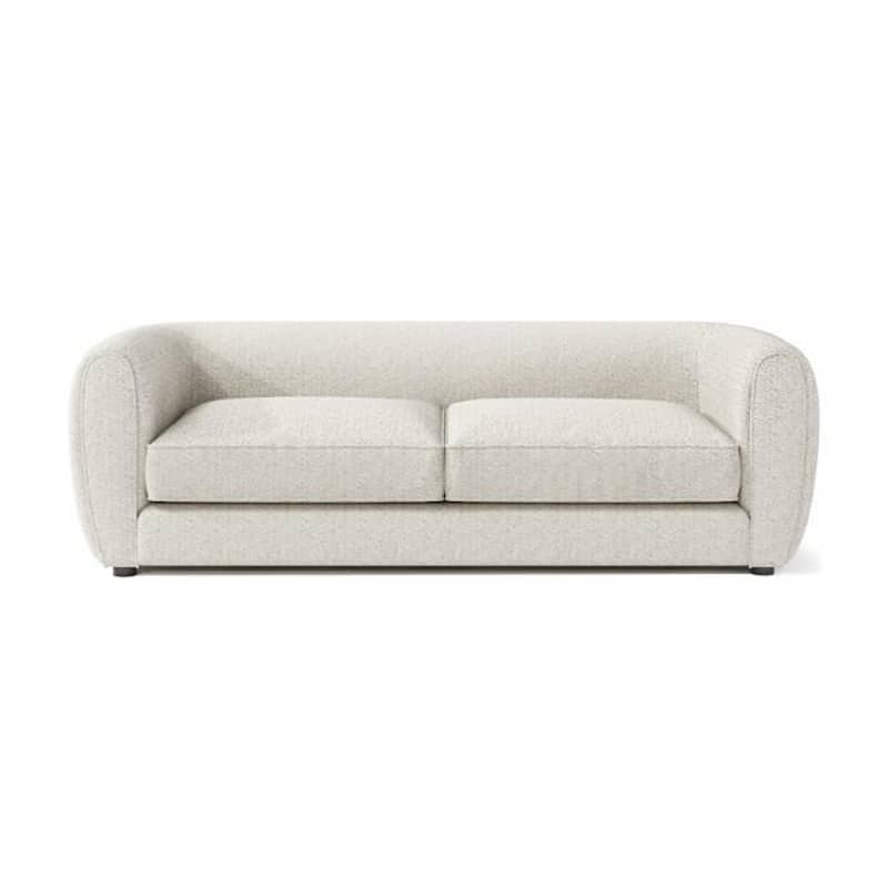 Dly Sofa, Off White Boucle Seat, Welt Trim, 87 Inch Tuxedo Style