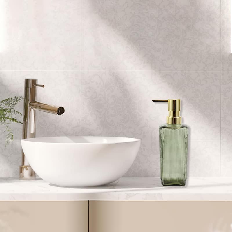 Vertical Lines Classic Soap Pump Dispenser for Hotels 350ml 1 Pcs - Gold Tone Green