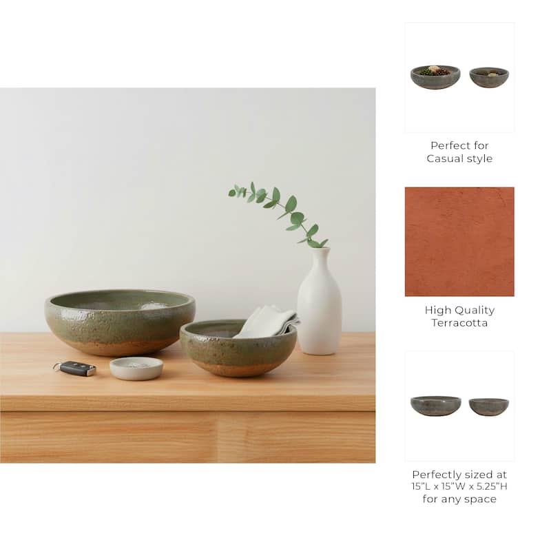 Decorative Two Tone Accent Bowl - Set of 2, 12", 15" - 15.0"