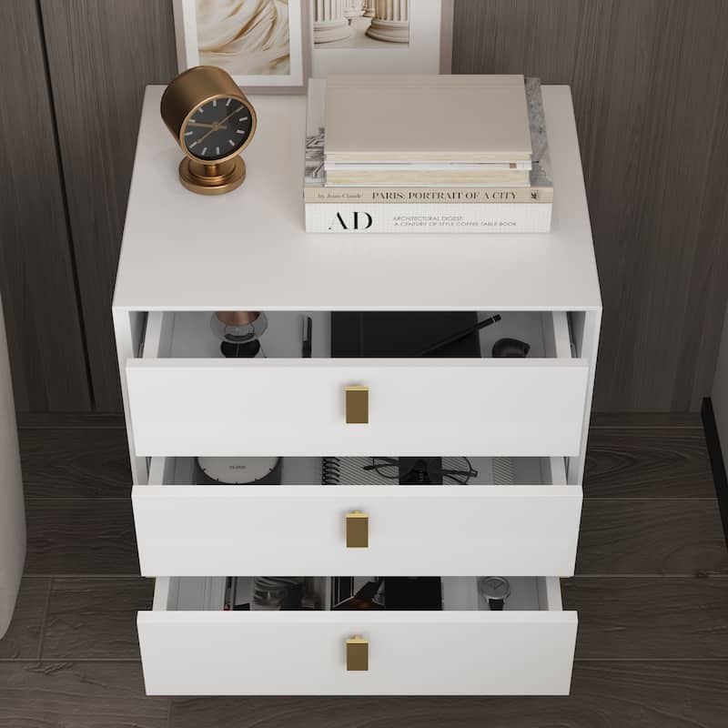 Kerrogee Black/White Bevelled Three-Drawer Bedside Table