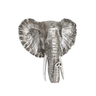 Polystone Elephant Metallic Home Wall Decor with Tusks - Silver - Roche ...