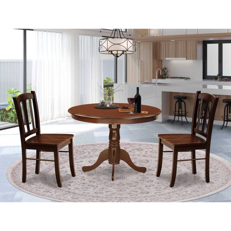 3-Piece Mahogany Finish Solid Wood Top - Dining Room Set - Seats 4