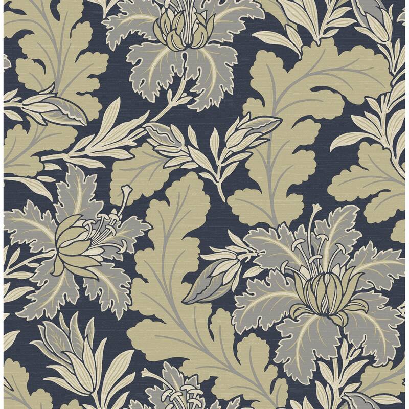 A-Street Prints Butterfield Navy Floral Wallpaper