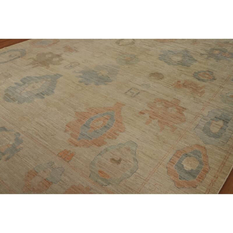 Oushak Turkish Area Rug Handmade Vegetable Dye Wool Carpet - 9'0"x 11'11"