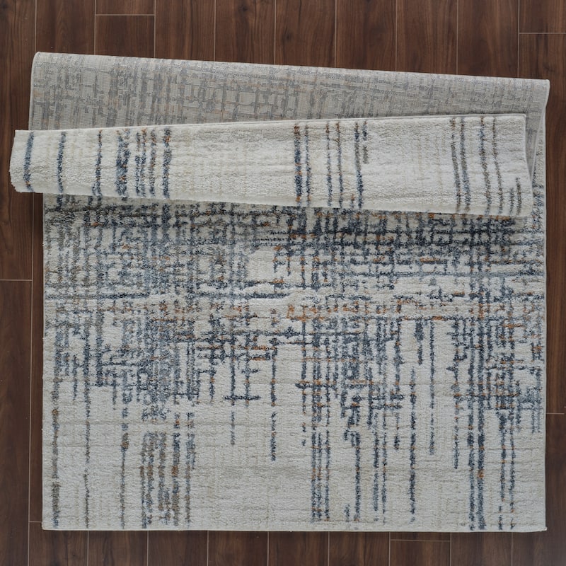 Tokyo Collection Gray/Beige/Navy Abstract Area Rug