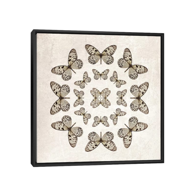 iCanvas "Rice Paper Butterfly Circles" by Alyson Fennell Framed Canvas Print - Black - 37x37