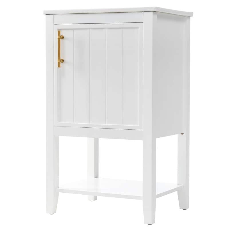 20" Bathroom Vanity with Sink – Soft-Closing Door Cabinet Featuring Storage Rack and Open Shelf‌ - 20"L x 15.5"W x 33.5"H - White