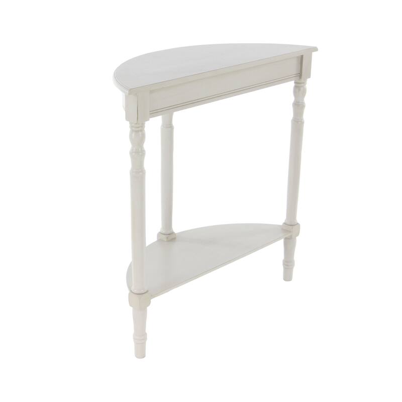 Light Gray Wood Half Moon 1 Shelf Console Table