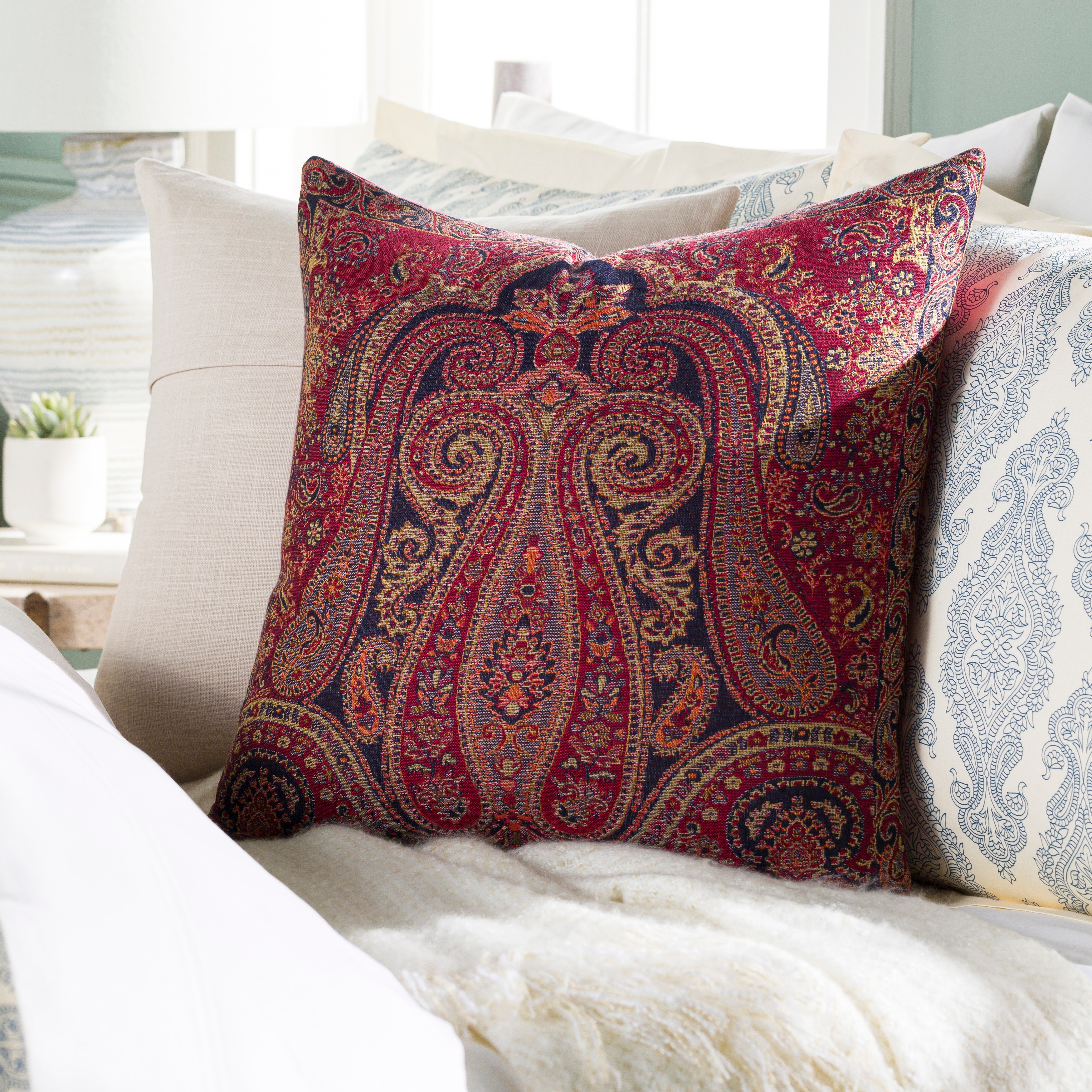 Burgundy paisley throw pillows hotsell