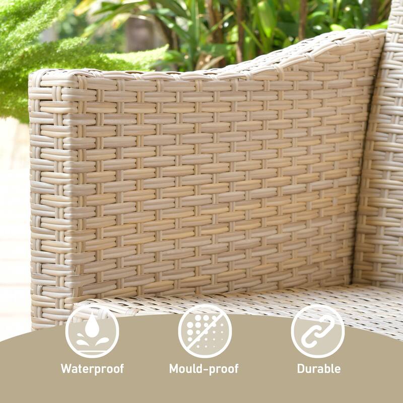 HOOOWOOO 3-piece Outdoor Patio Wicker Chat Set with Firewood Stove