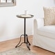 preview thumbnail 1 of 19, Grey Metal Vintage Eclectic Farmhouse Round Pedestal End Accent Table
