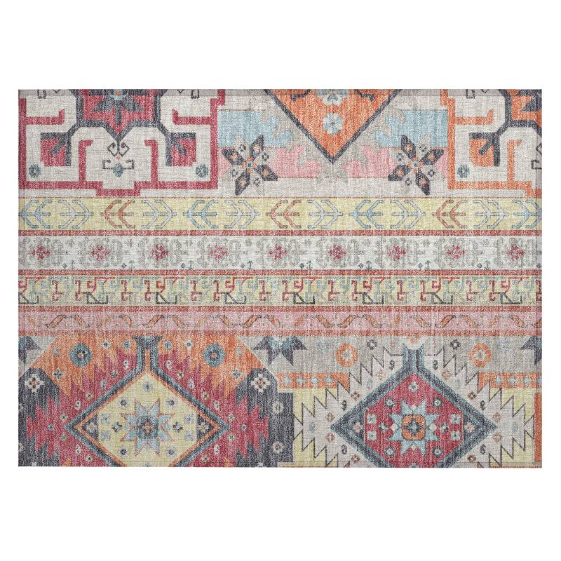 Machine Washable Indoor/ Outdoor Boho Tribal Chantille Rug