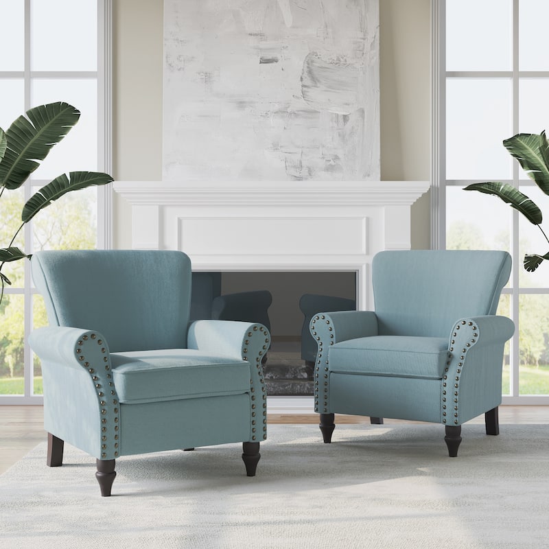 Mid-Century Modern Accent Chairs with Nailhead Trim