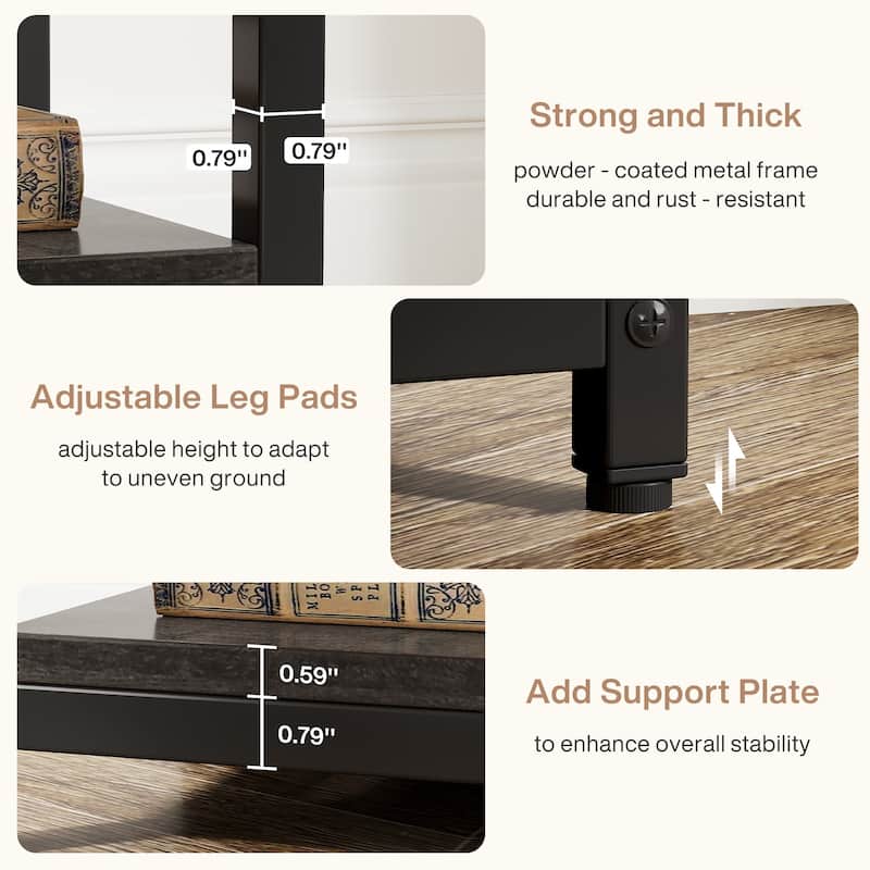 Bookshelf Industrial 5 Tier Etagere Bookcase, Freestanding Tall Bookshelves