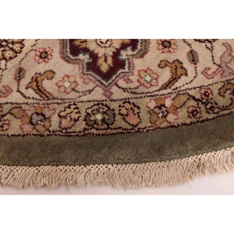 ECARPETGALLERY Hand-knotted Finest Agra Jaipur Light Green Wool Rug - 7'0 x 7'0