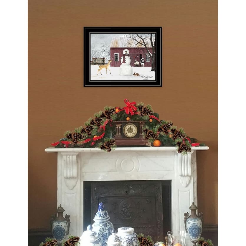 TrendyDecor4U Farmhouse "The Friendly Beasts" Framed Print Wall Art by Billy Jacobs - Earthtone
