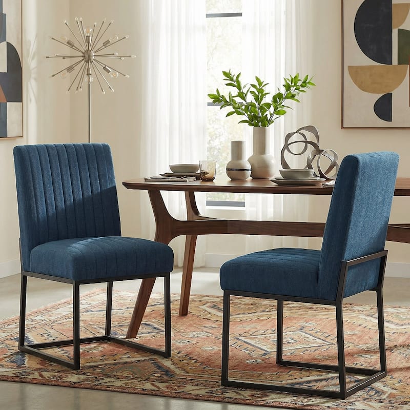 Mid Century Modern Dining Chair with Black Metal Legs