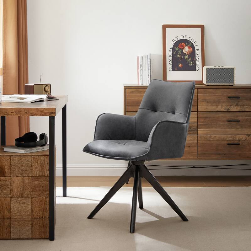 Art Leon Swivel Wood Accent Arm Chair