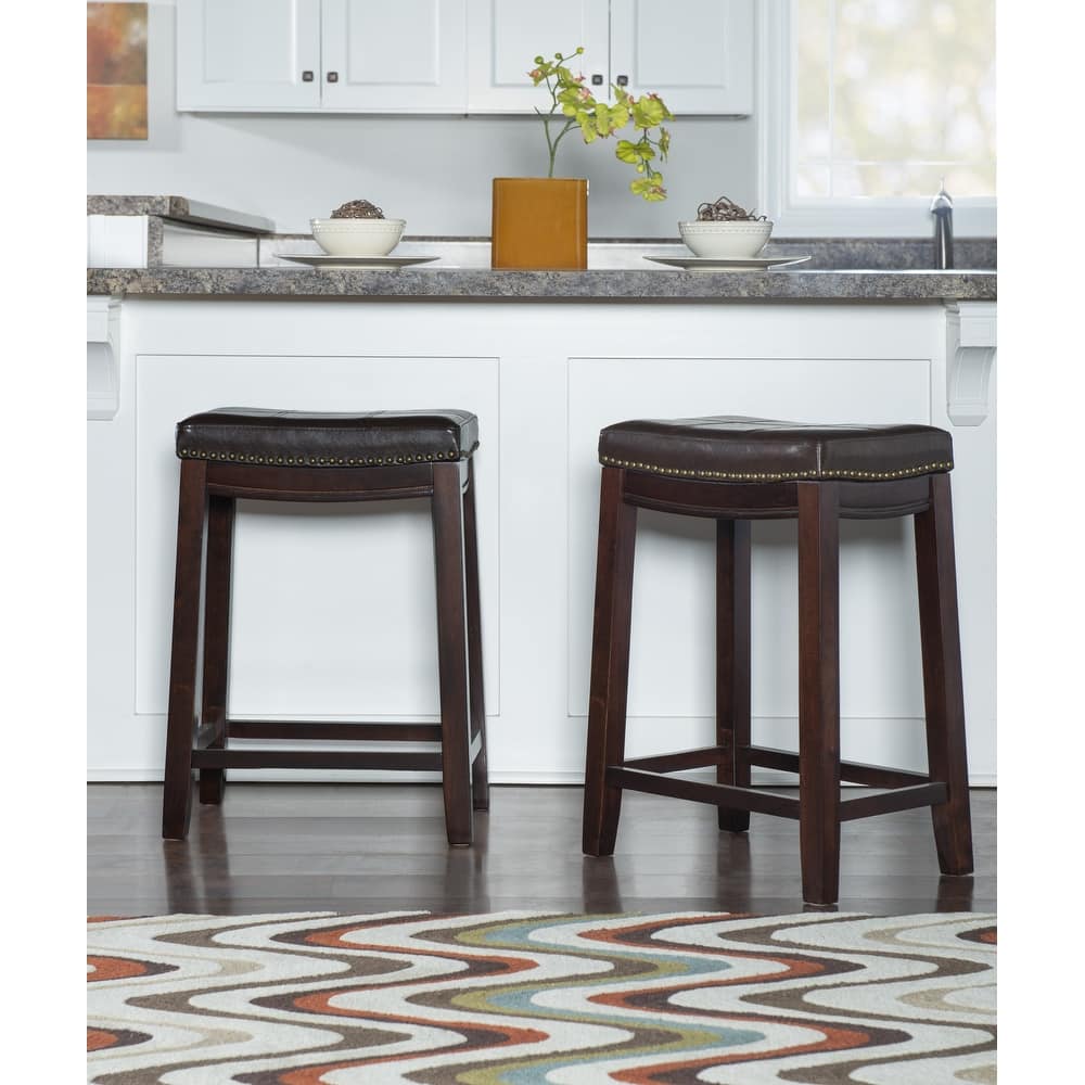 Linon Willamette Faux Leather Bar Stool (Set of 2) - Counter Height