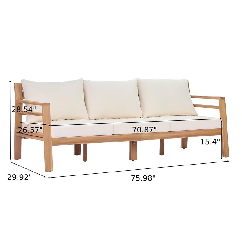 Christopher Knight Home - Outdoor 5-Piece Wooden Patio Conversation Set with Cushions and Coffee Table