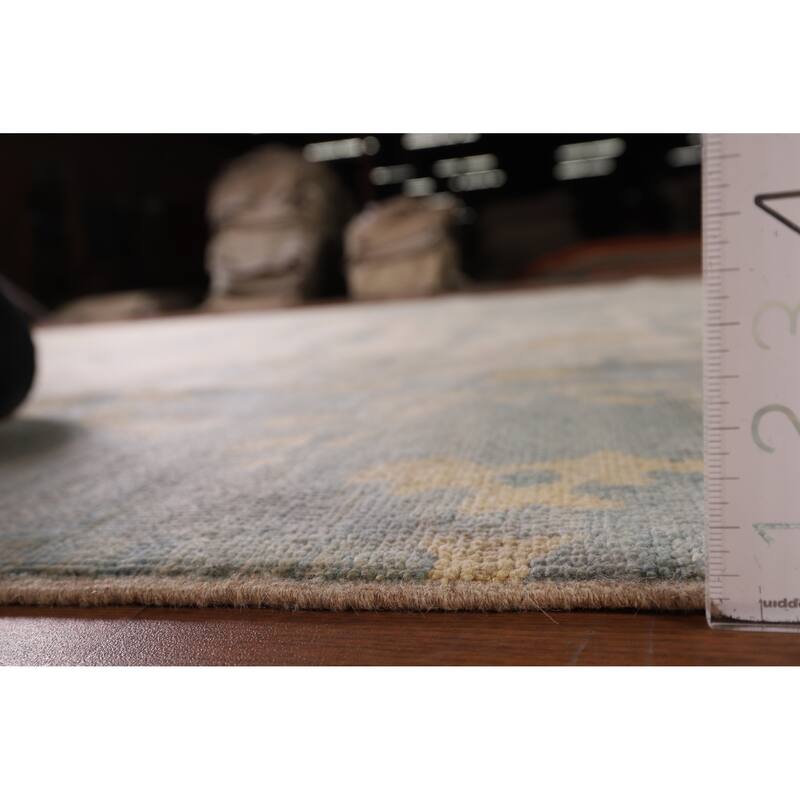 Vegetable Dye Floral Oushak Turkish Rug Hand-Knotted Wool Carpet - 9'6" x 11'11"