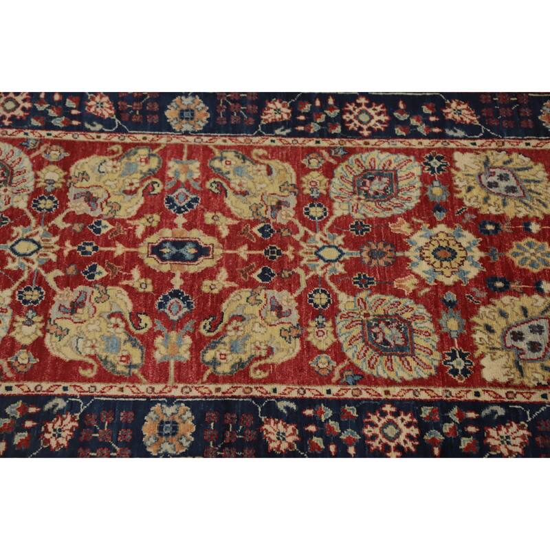 Hand Knotted Oriental 100% Wool Carpet Traditional All-Over Red Ziegler Runner Rug - 12' 0'' X 2' 6''