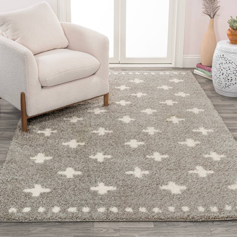 JONATHAN Y Calvia Berber Geometric Shag Area Rug