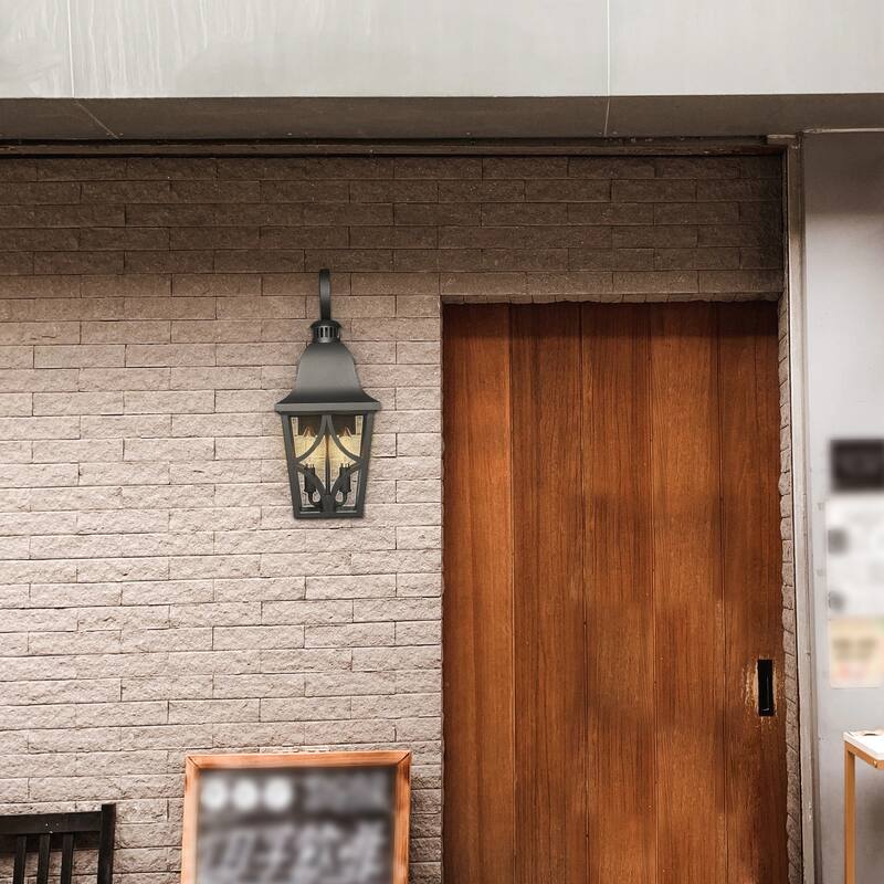 Anmytek Black Outdoor Wall Lantern Weatherproof Coastal Farmhouse Porch Light Clear Glass Exterior Lighting