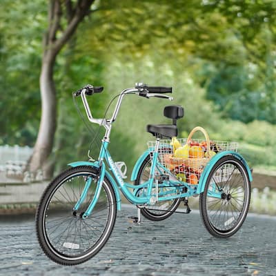 DoCred Adult Tricycles, 7 Speed 24/26 Inch Three Wheel Bike