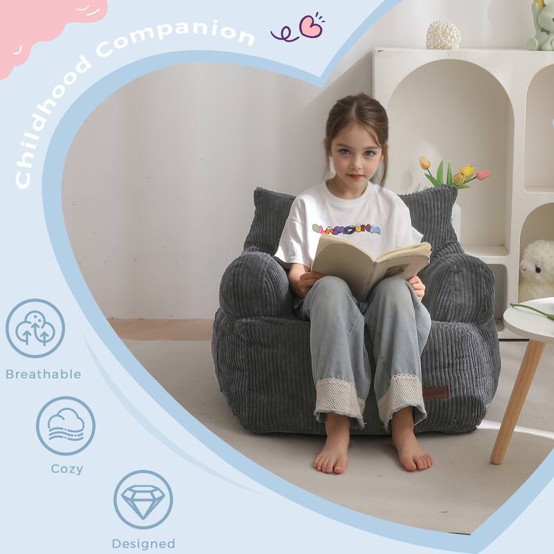 Kids Bean Bag Chair,Sherpa Bean Bag Sofa Couch with Decorative Edges