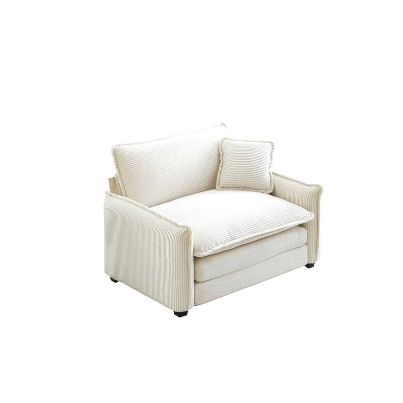 Living Room Accent Chair, Modern Corduroy Upholstered Leisure Armchair Pure Color Sofa Chair with Pillows and Removable Armrests