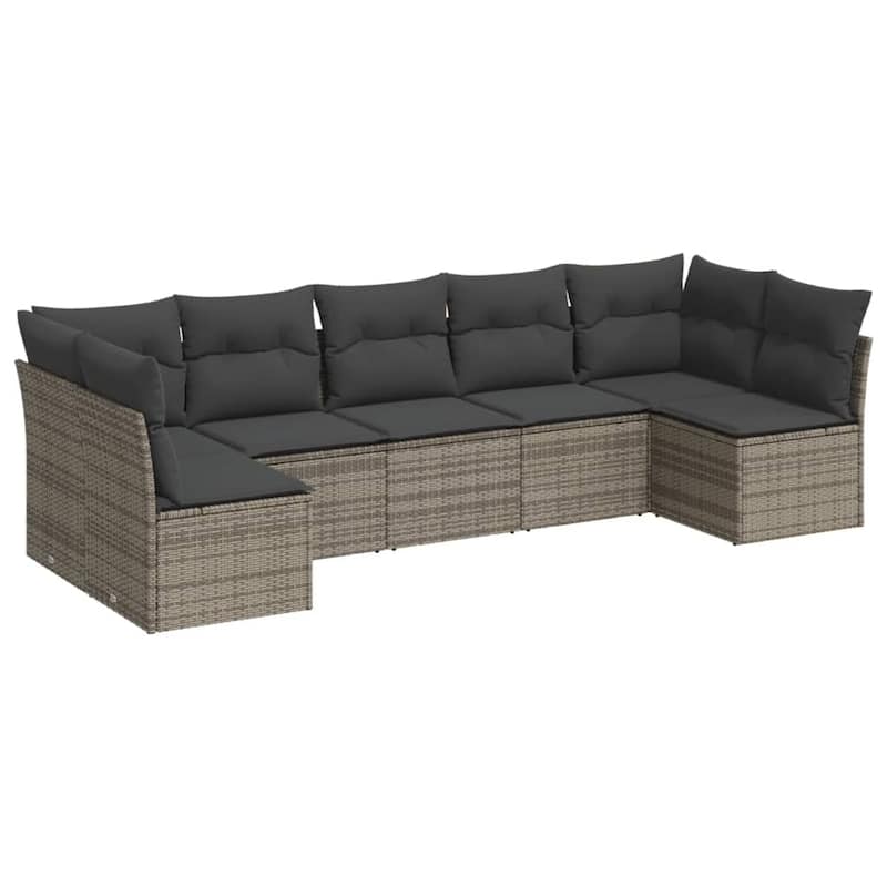 vidaXL Garden Sofa Set Grey Poly Rattan Large Modular Outdoor Sofa Set - 24.4 x 24.4 x 27.2