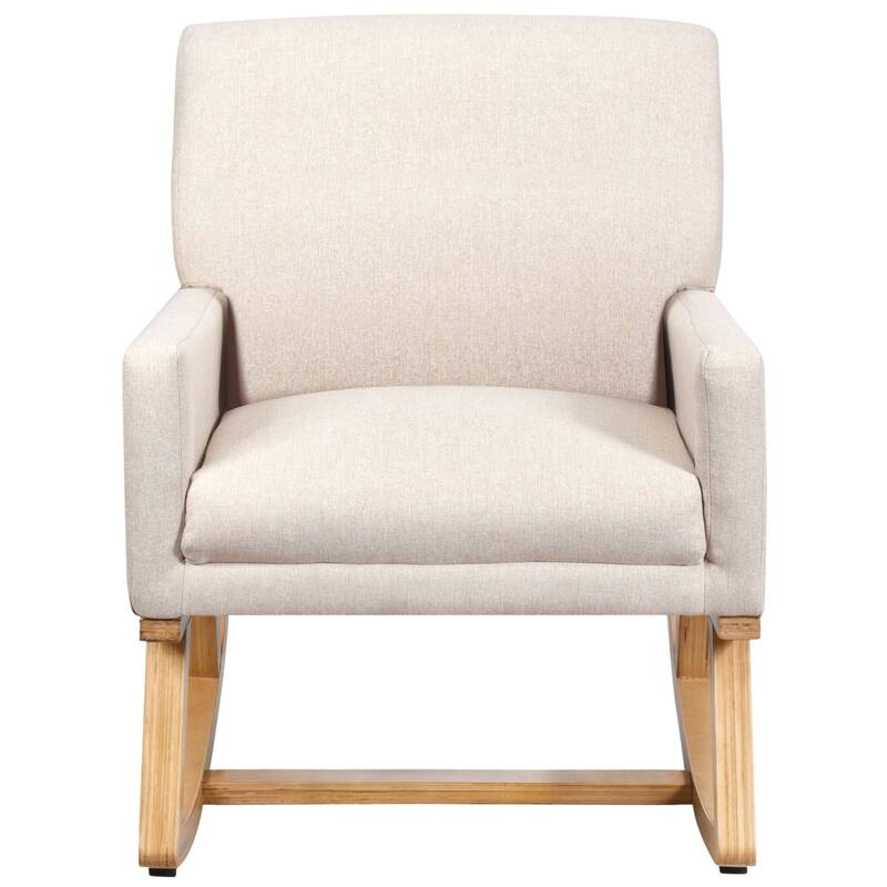 Gymax Mid Century Fabric Rocking Chair Upholstered Accent Armchair - 26.5'' X 34'' X 33.5''
