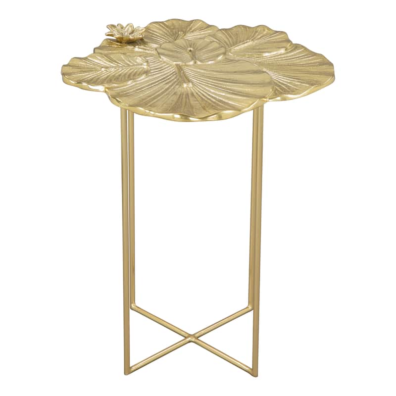 Lotus Side Table Gold - 16.7" W x 16.3" D x 21.3" H