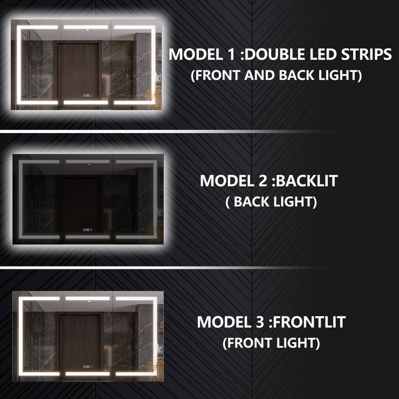 Modland 48"-72"W x 36"H Lighted Bathroom Medicine Cabinet with Backlit & Frontlit Modes,Anti-Fog