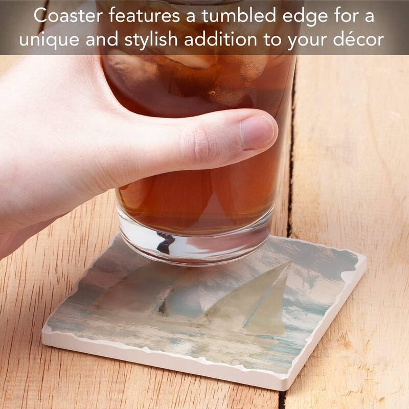 Absorbent Stone Tumbled Tile Coasters, Sail at Dawn, Set of 4