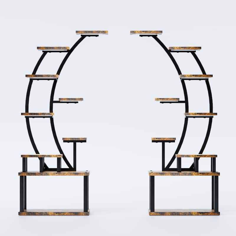 (2PCS)Plant Stand with Grow Lights, 9 Tiered Metal Plant Shelf, 63" Tall Plant Stand, Large Plant Rack Display Shelves