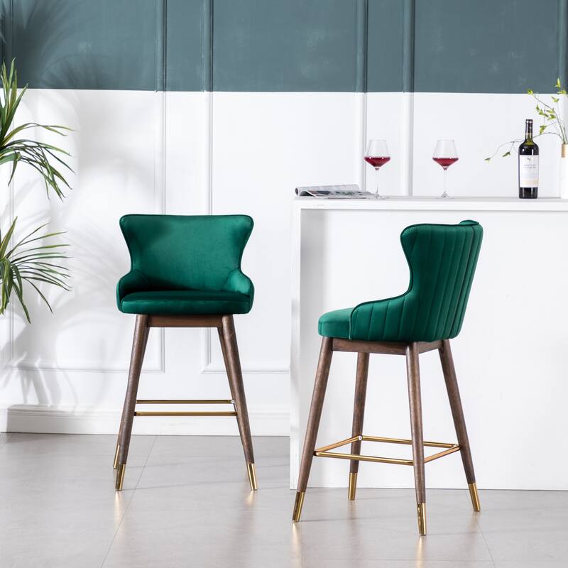Upholstered Wingback Bar Stools Set of 2