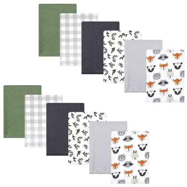 slide 1 of 1, Hudson Baby Unisex Baby Cotton Flannel Burp Cloths Bundle, Woodland Faces, One Size - Woodland Faces - One Size