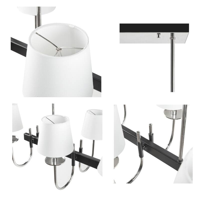 Hampton Hill Fairmount 8-Light Traditional Chandelier with Drum Shades - Black/Silver
