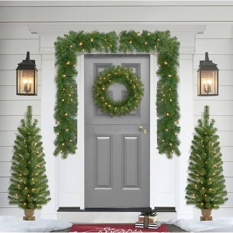 Puleo International 5-Piece Pre-Lit Artificial Christmas Decor Set